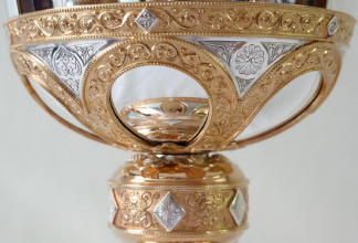 Solid silver antique French Romanesque St Remy Chalice.